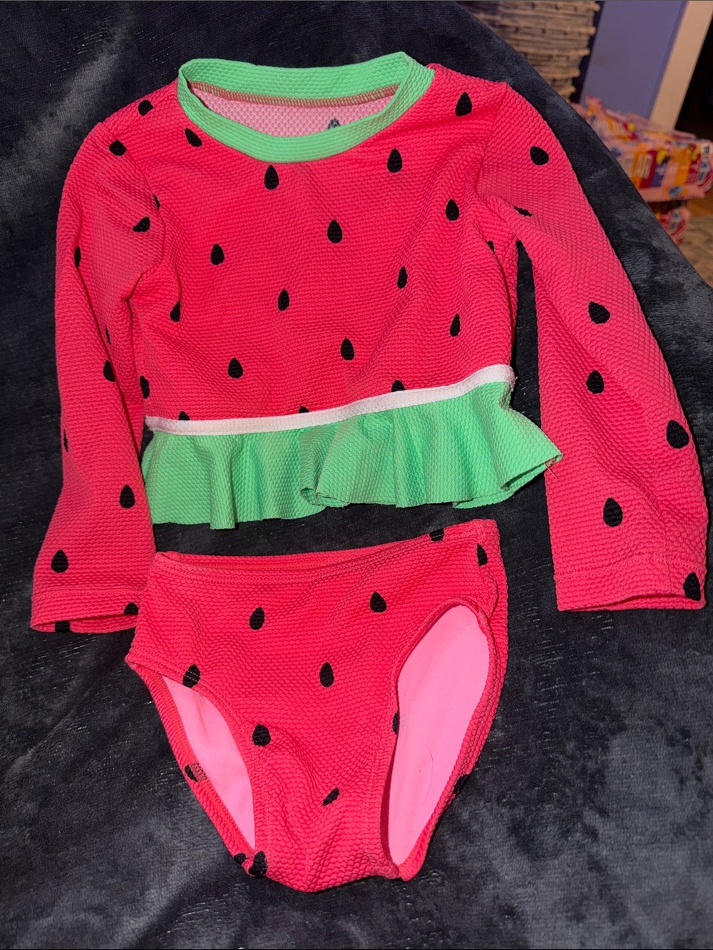okie dokie Pink and Green Watermelon Two-Piece Swim Set